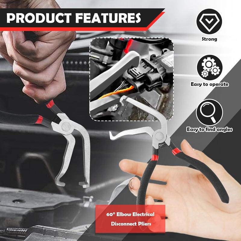 Figpade 2PCS Electrical Disconnect Pliers for Cars Kit with 60° Elbow & Straight,Multi-Purpose Electrical Connector Pliers for Hoses,Spark Plugs,Antirust Fuel Line Plier for Car Repair - Image 5